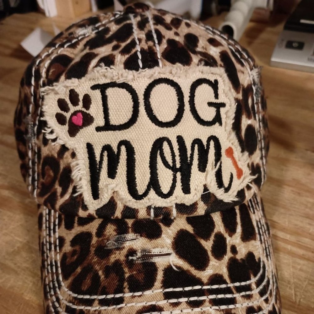 DOG MOM Embroidered Baseball Cap Vintage Distressed Hat, Distressed Ball Cap